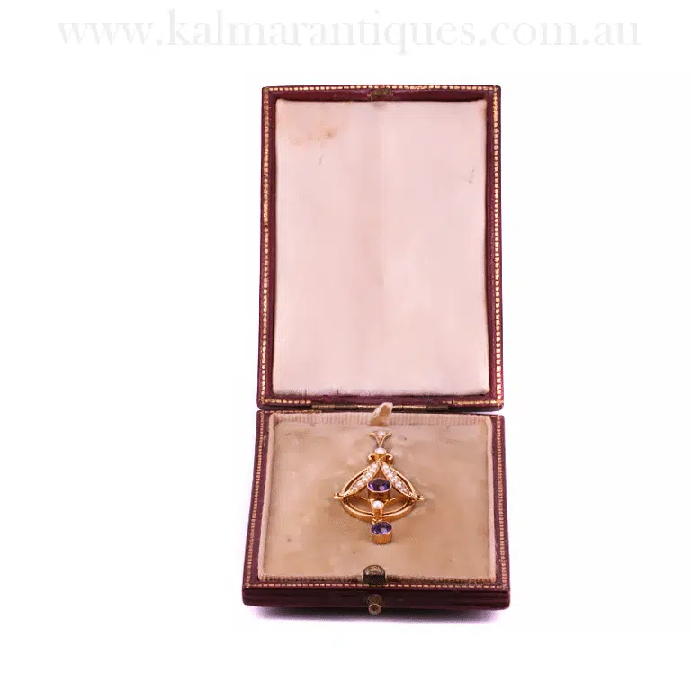 Antique amethyst and pearl pendant