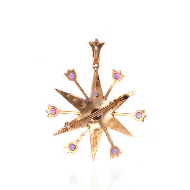 Antique brooch set with amethysts and pearls
