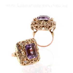 amethyst and diamond ring