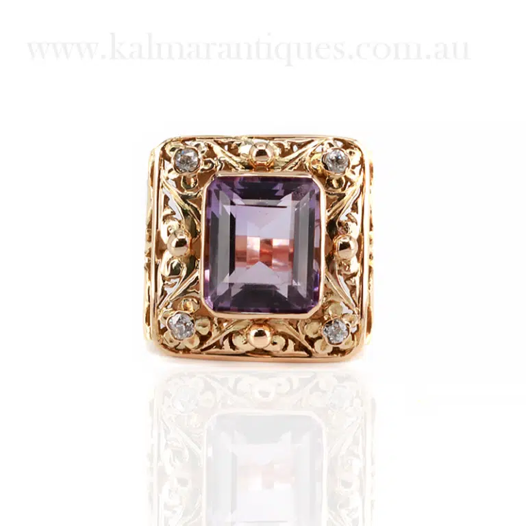 Vintage amethyst and diamond ring