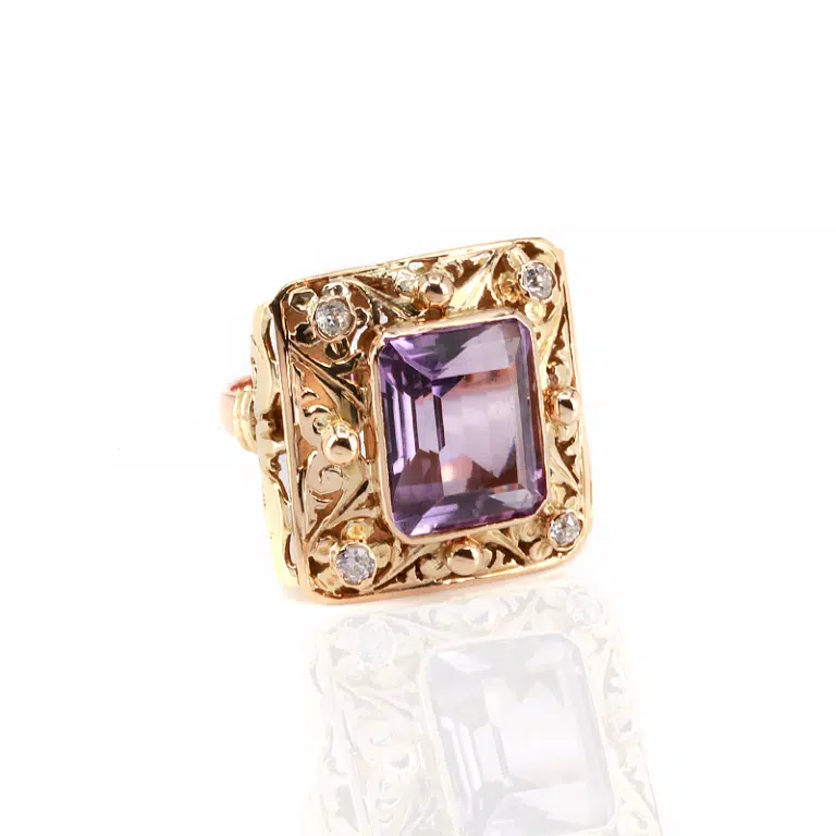 Fabulous Retro amethyst and diamond ring