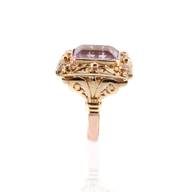 Retro amethyst and diamond ring