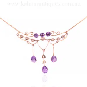 Amethyst and pearl antique necklace