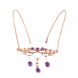 Amethyst and pearl antique necklace