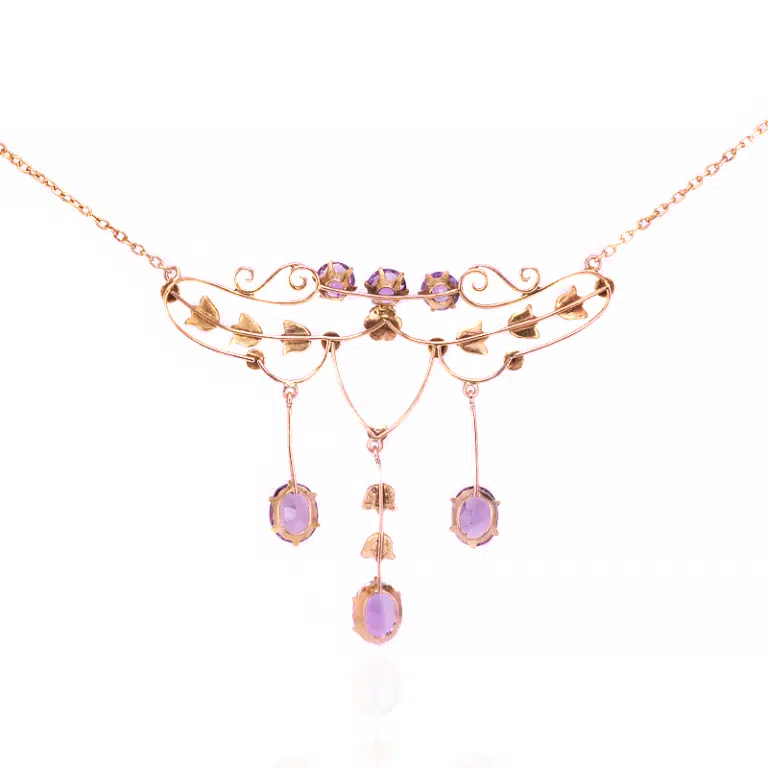 Amethyst and pearl antique necklace