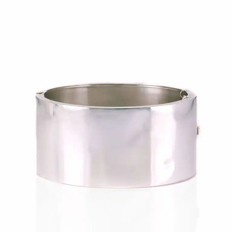 Victorian silver bangle with rose and green gold