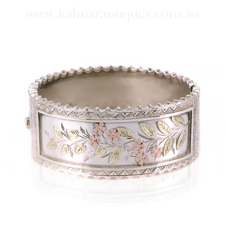 Antique silver and gold bangle