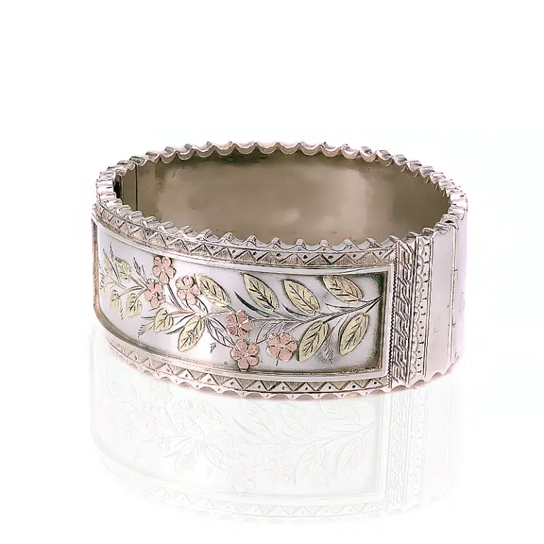 Antique silver and gold bangle
