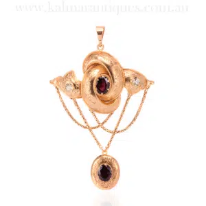 Exquisite antique garnet and chrysoberyl pendant