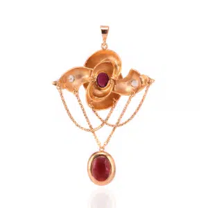 Antique garnet and chrysoberyl pendant
