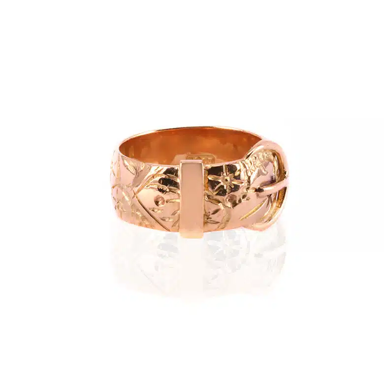 Hand engraved antique buckle ring