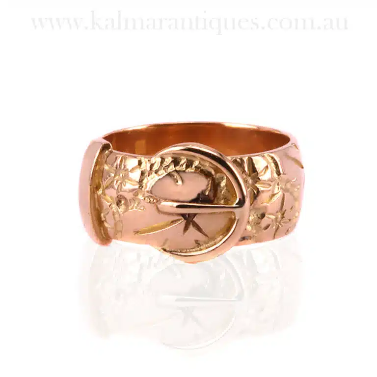 Hand engraved antique buckle ring