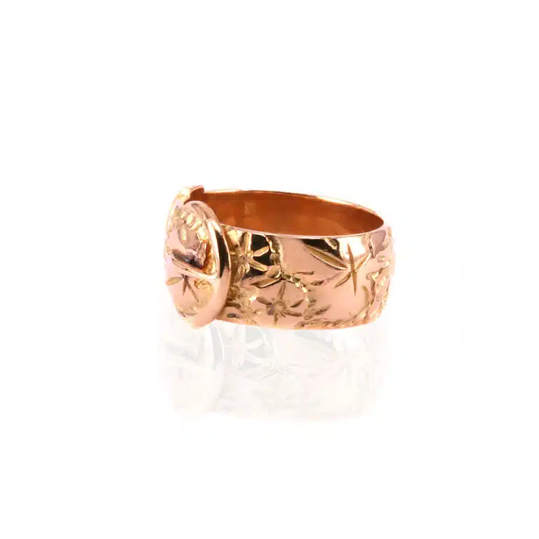 Hand engraved antique buckle ring