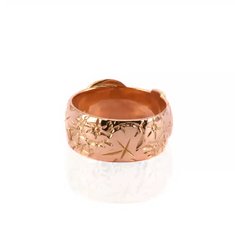 Hand engraved antique buckle ring