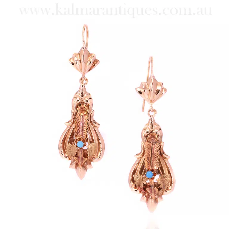 Elegant antique turquoise earrings