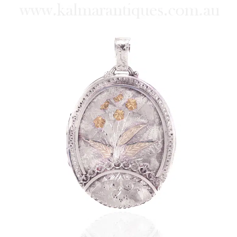 Antique gold and silver locket made in 1881
