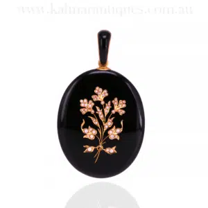 Exquisite Onyx and Pearl Locket