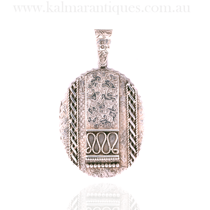 Antique hand engraved photo locket made in 1879