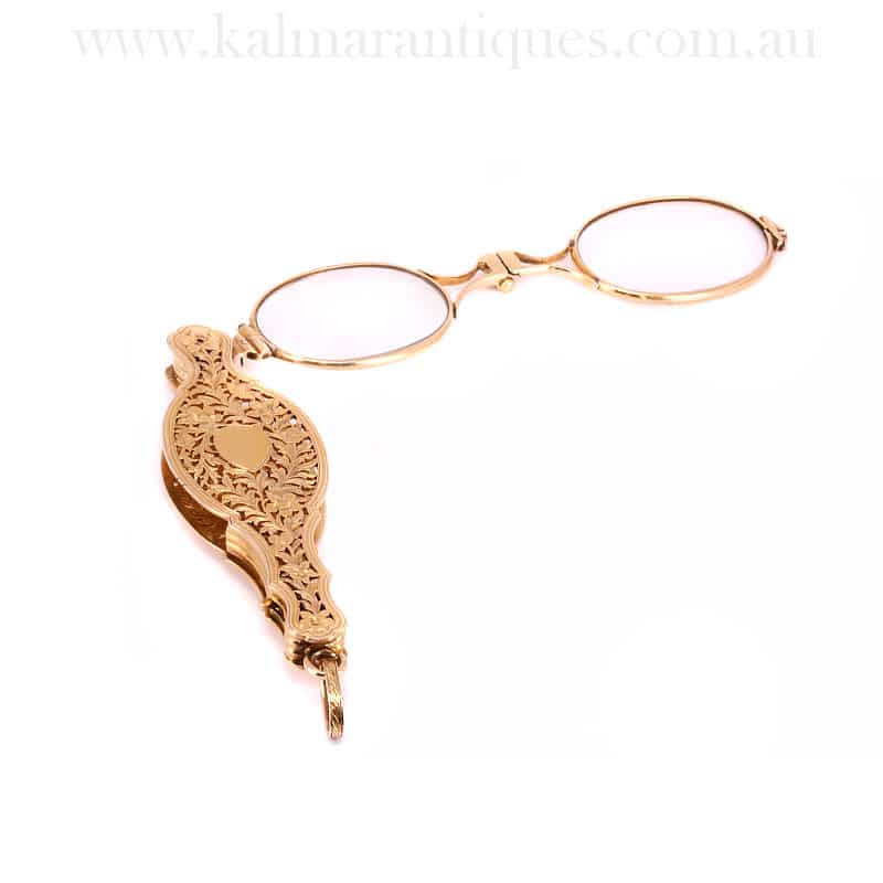 Antique gold lorgnette made in 15 carat gold