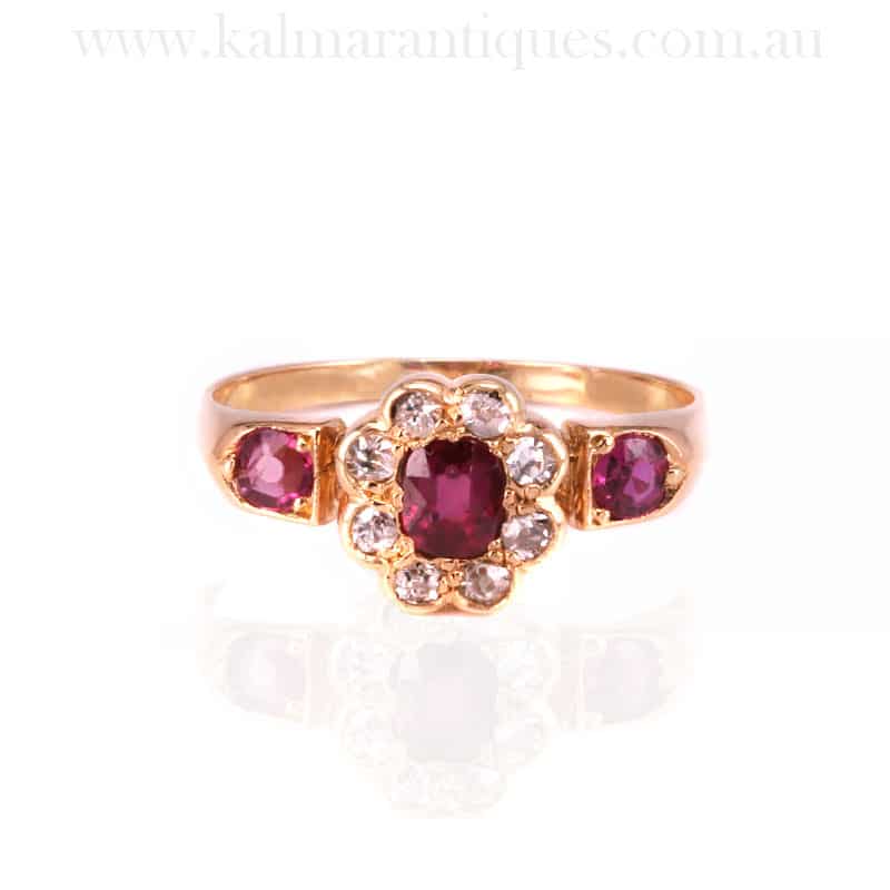 Ruby and diamond antique ring