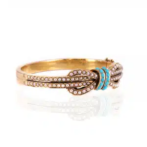 Antique turquoise and pearl bangle from the 1890's