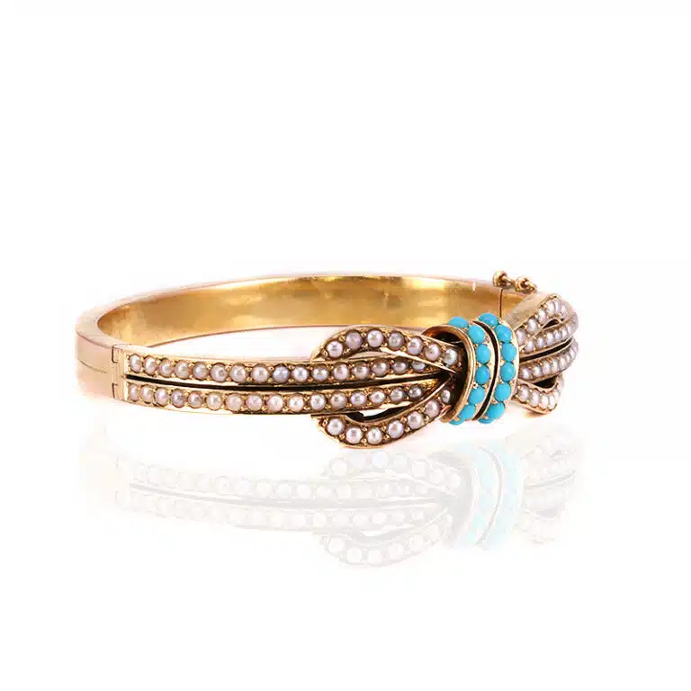 Antique turquoise and pearl bangle from the 1890's