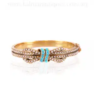 Antique turquoise and pearl bangle from the 1890's