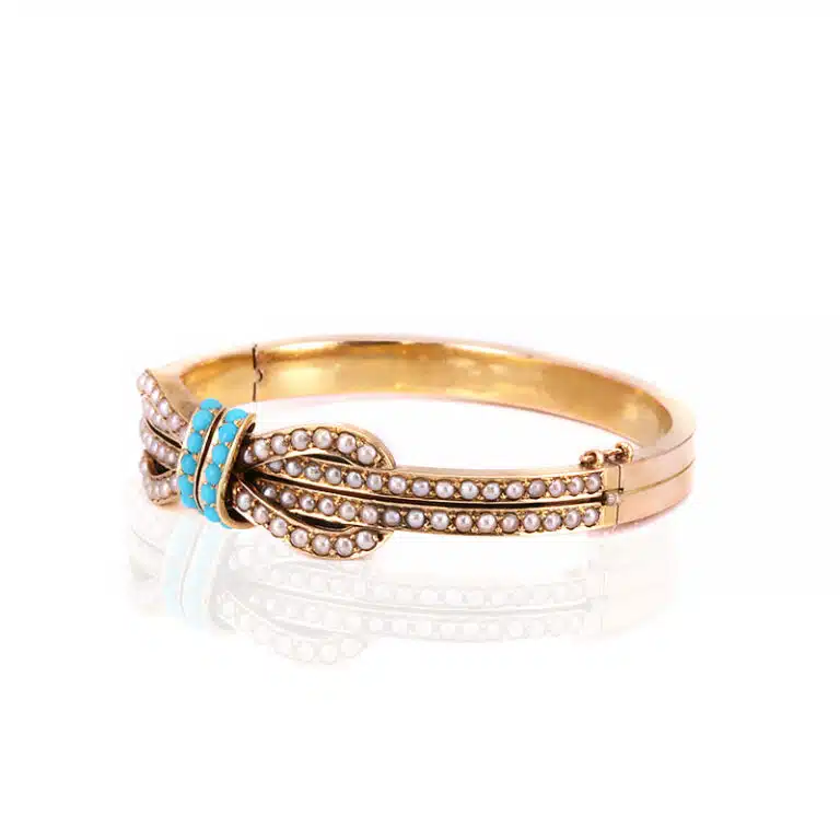 Antique turquoise and pearl bangle from the 1890's