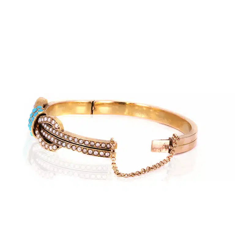 Antique turquoise and pearl bangle from the 1890's