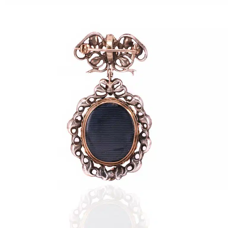 Antique Georgian era ruby and diamond pendant brooch