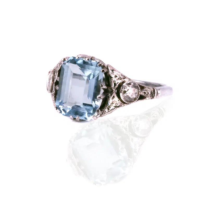 Aquamarine and diamond ring