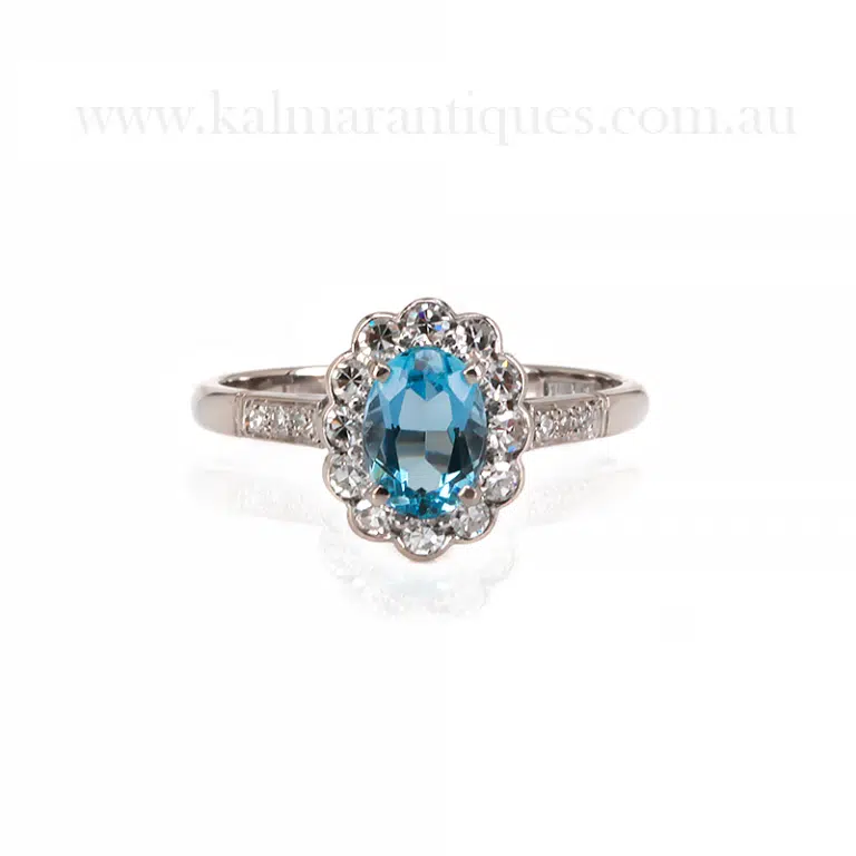 Art Deco aquamarine and diamond ring