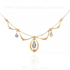 Antique aquamarine and diamond necklace