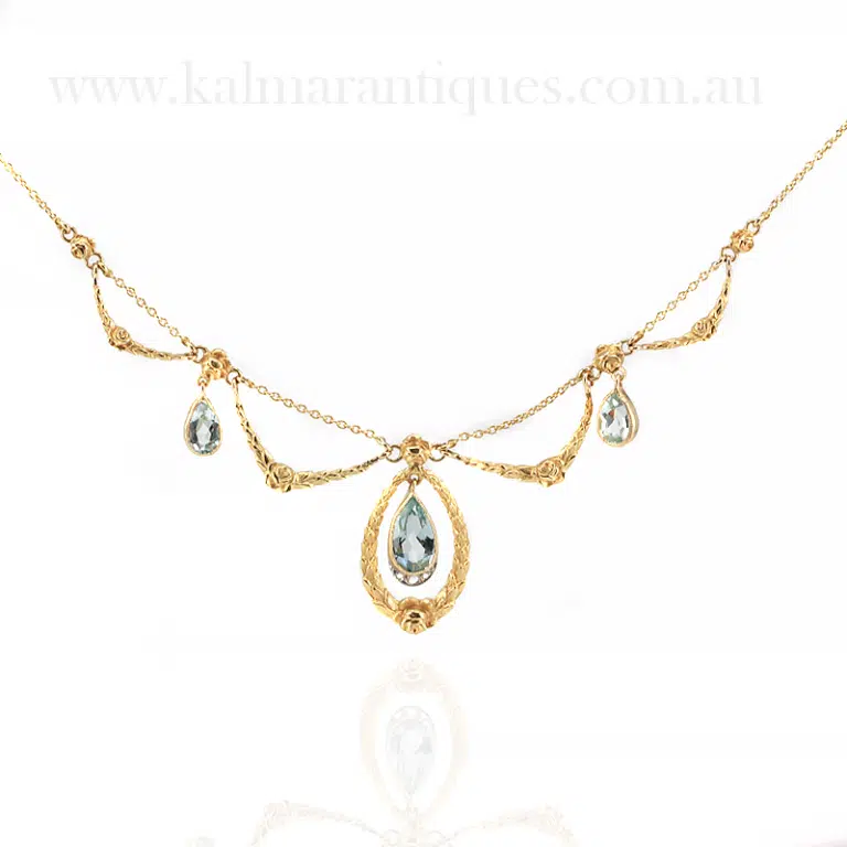 Antique aquamarine and diamond necklace