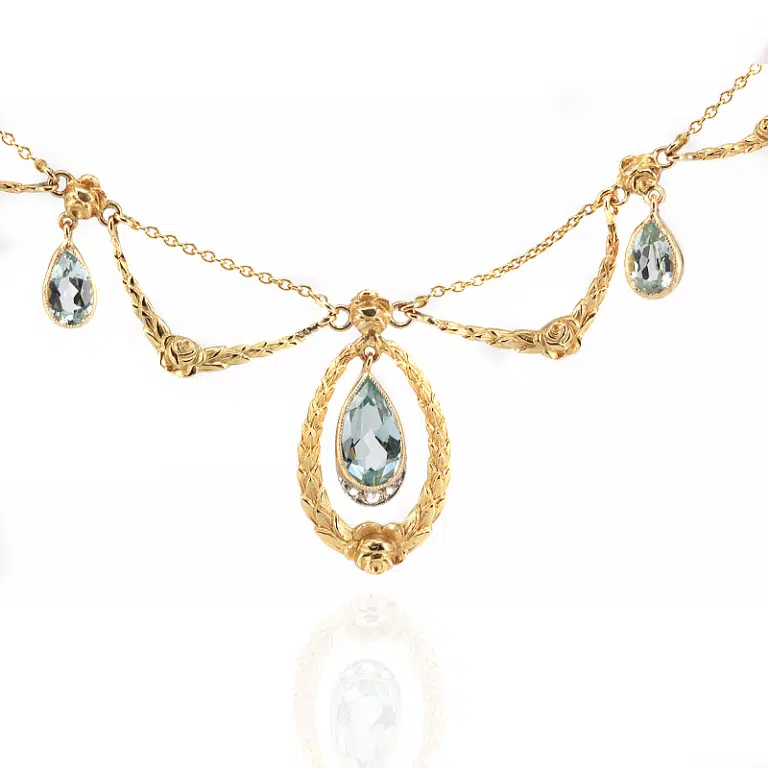 aquamarine and diamond necklace