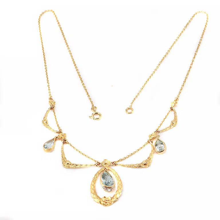 Antique aquamarine and diamond necklace