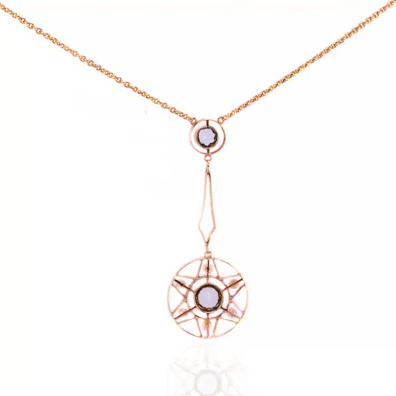 Edwardian aquamarine and pearl necklace