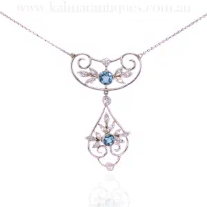 Art Deco aquamarine and diamond necklace