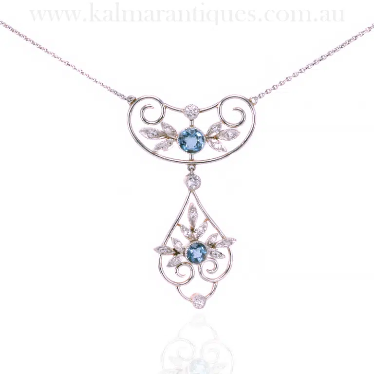 Art Deco aquamarine and diamond necklace
