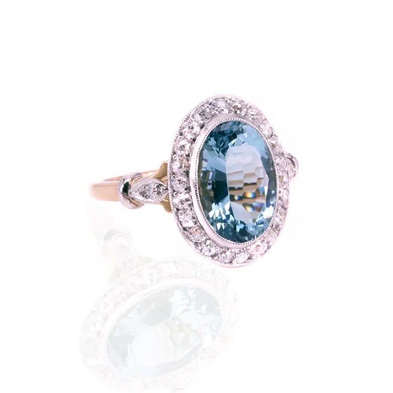 aquamarine and diamond ring