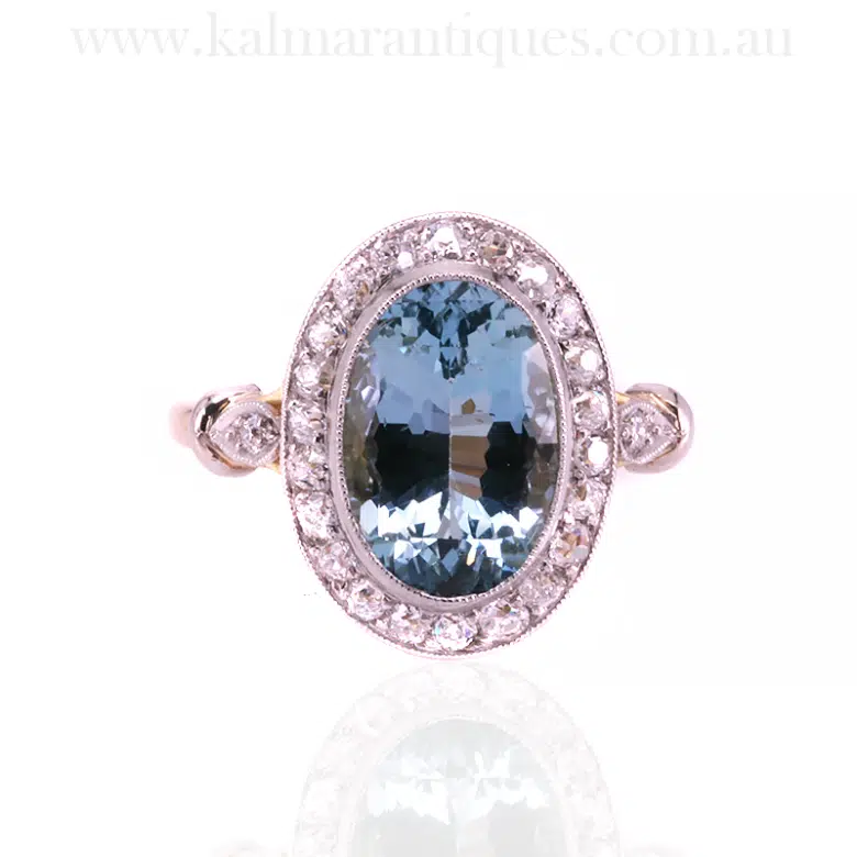 aquamarine and diamond ring