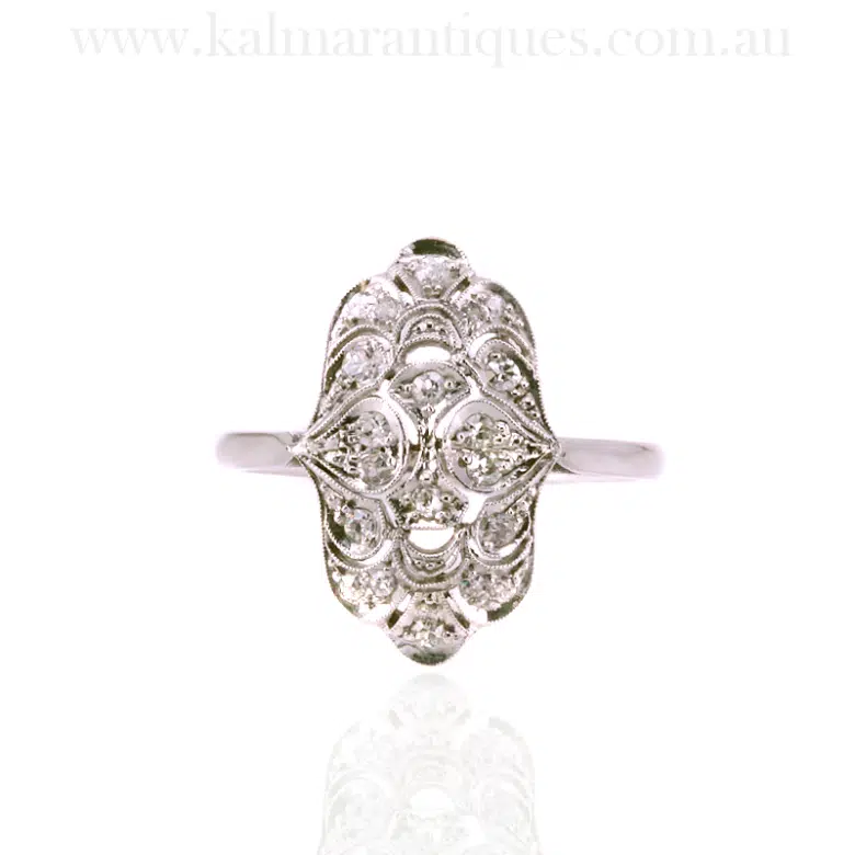Art Deco diamond plaque ring