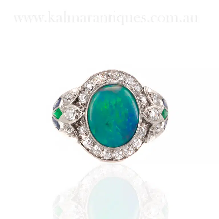 Art Deco opal and diamond ring