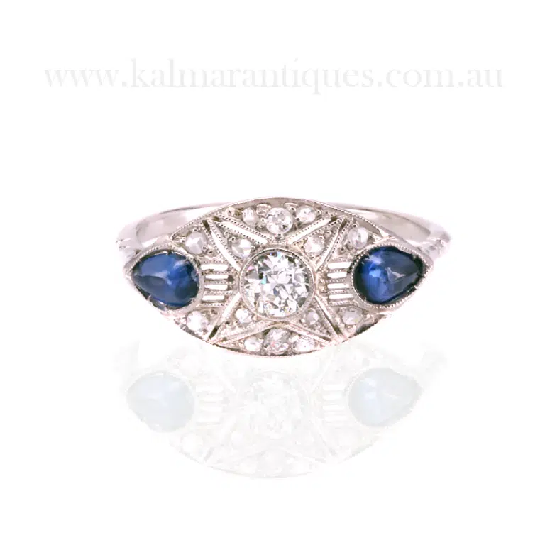 Incredible Art Deco sapphire and diamond ring