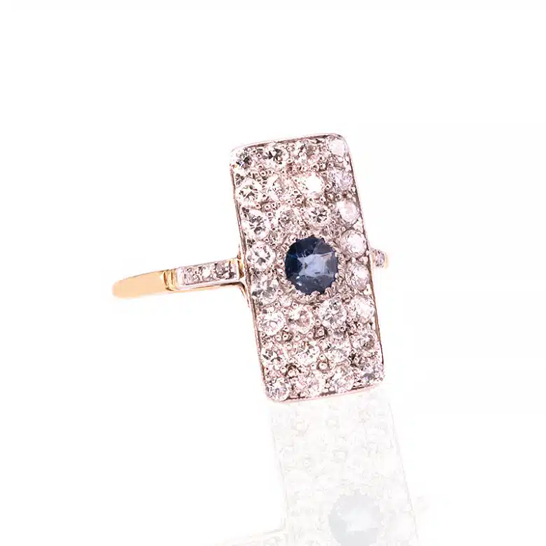 Sapphire and diamond Art Deco ring