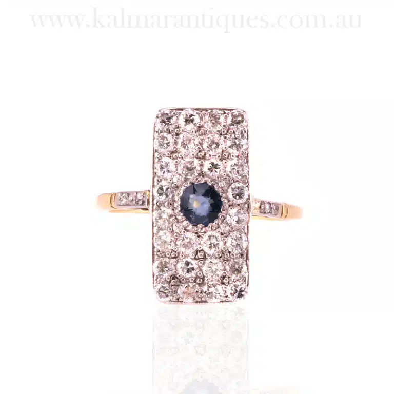 Sapphire and diamond Art Deco ring