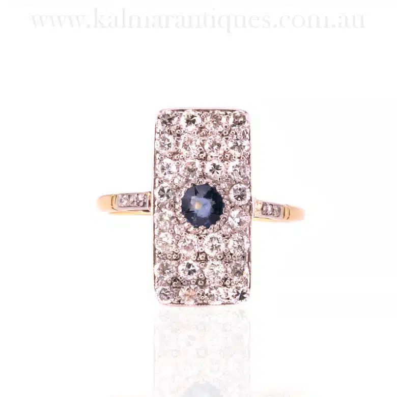 Sapphire and diamond Art Deco ring