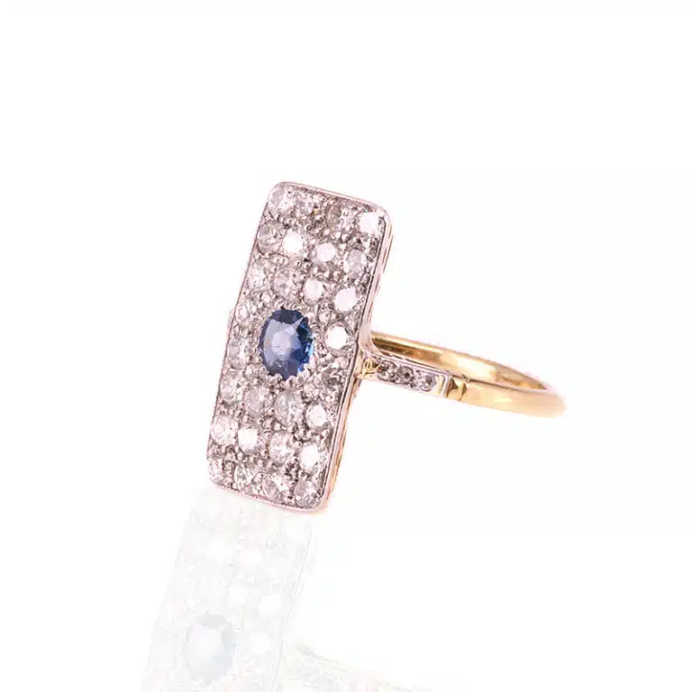 Sapphire and diamond Art Deco ring
