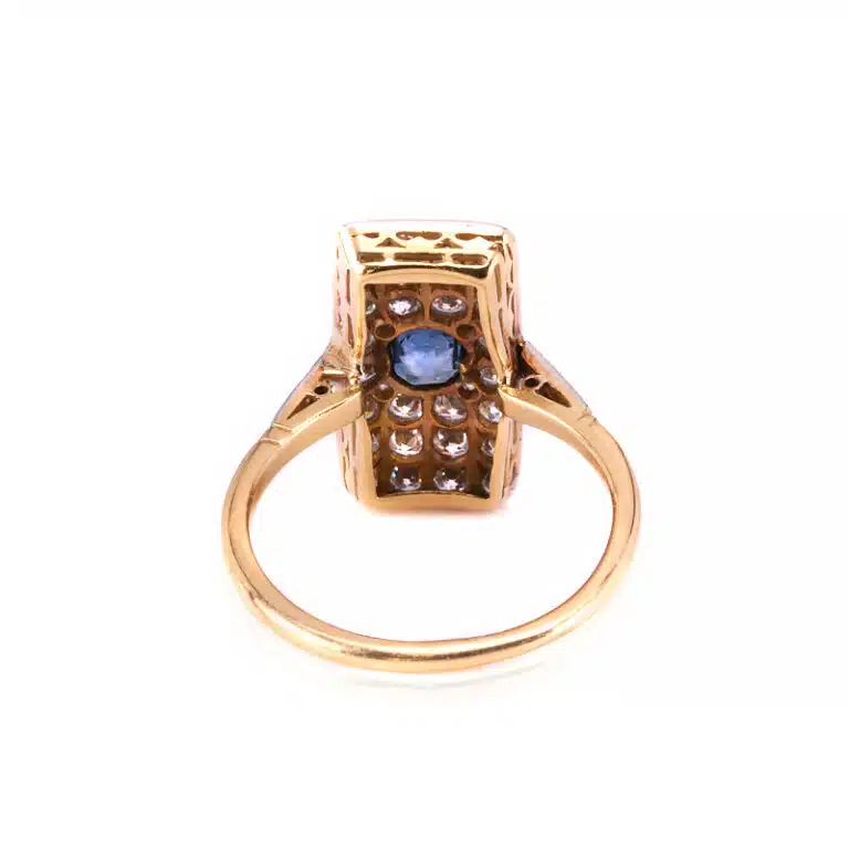 Sapphire and diamond Art Deco ring