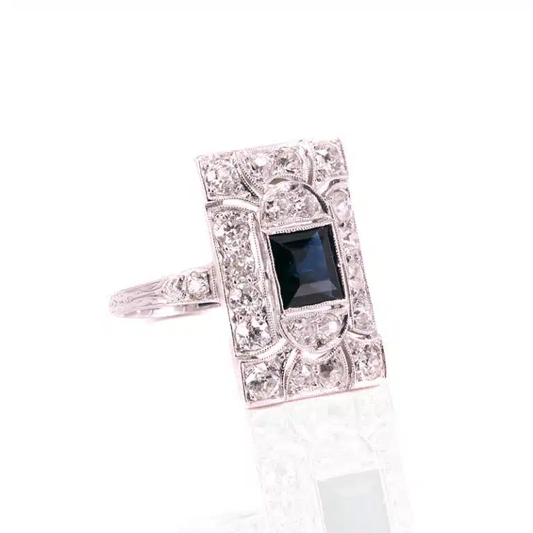 Sapphire and diamond ring made in the Art Deco era